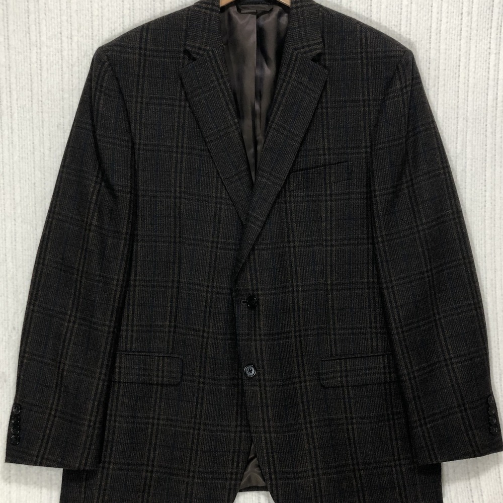 Lauren Ralph Lauren Mens 44R Brown Plaid 100% Wool 2-Button Blazer Sport Coat